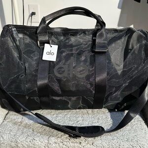 ALO Yoga Black Mesh Duffel Travel Bag